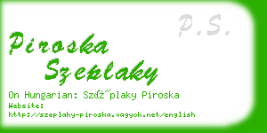 piroska szeplaky business card